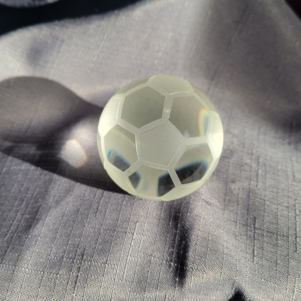Frosted Glass Soccer Ball Paperweight